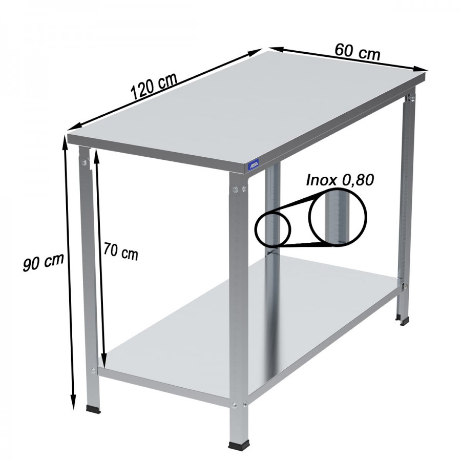 Mesa de Inox Paneleiro Liso Cego 60 x 120 - Aisa